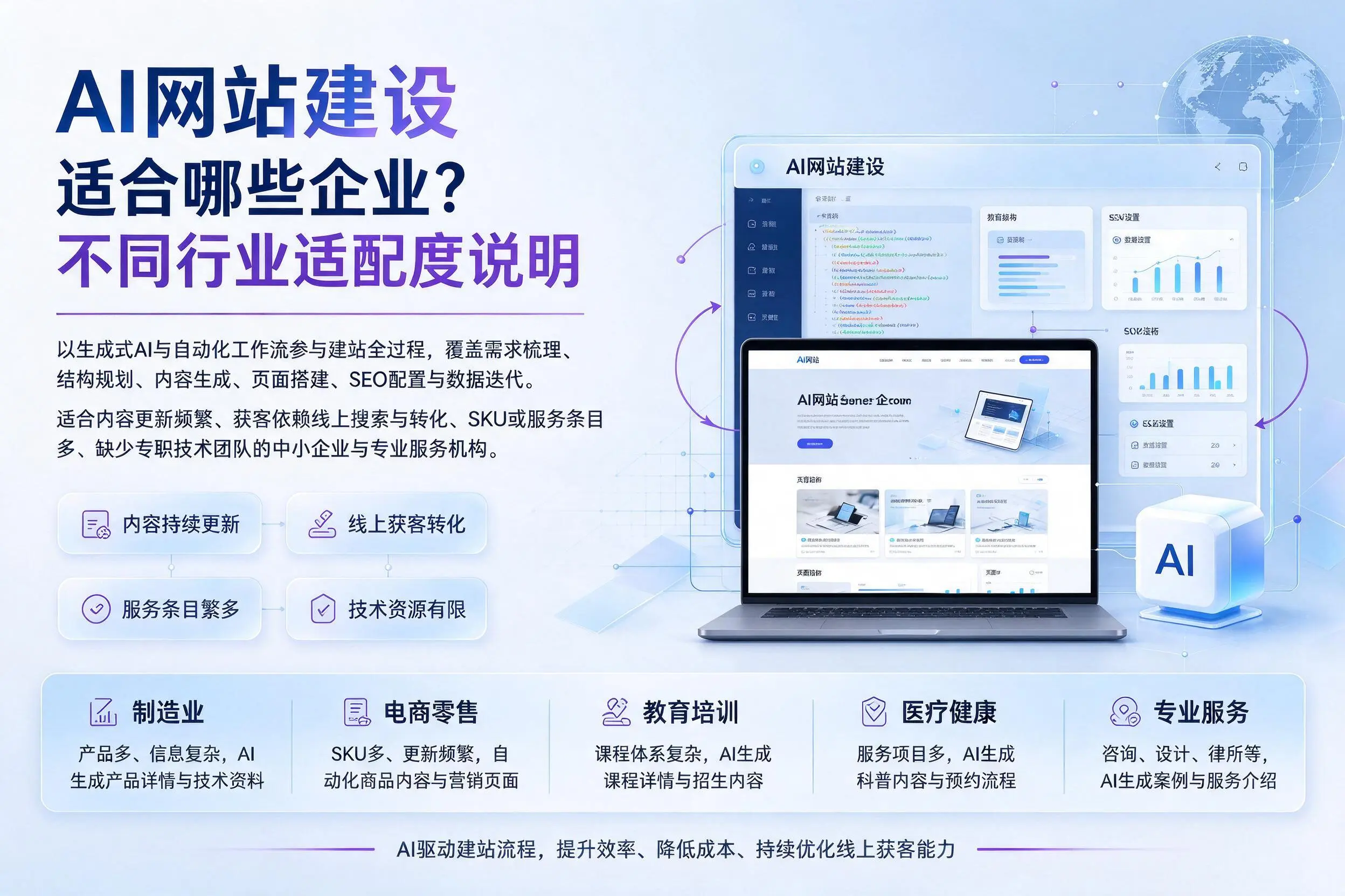 AI网站建设适合哪些企业？呼伦贝尔不同行业适配度说明